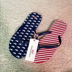 Vineyard Vines Flip Flops - Navy and Red